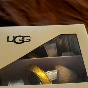 Ugg silver gold sandals toddler girls 4/5